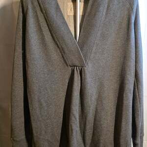 LOFT Lounge Gray 100% Cotton Hooded V-Neck Pullover Sweatshirt